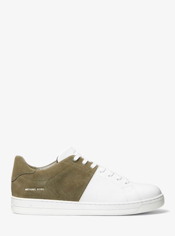 Panske Tenisky Michael Kors Caspian Two-Tone Leather and Suede Olivovo Zelená - Topanky Michael Kors Akcia | MNKZV-4603